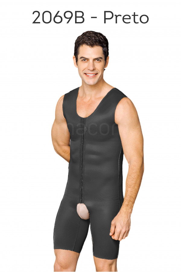 Cinta masculina com colchetes, com pernas - 2069B PRETO